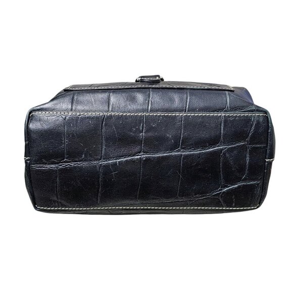 DOONEY & BOURKE Croc Embossed Leather Hobo Clip Black Sac Bag Shoulder Bag - Picture 11 of 15